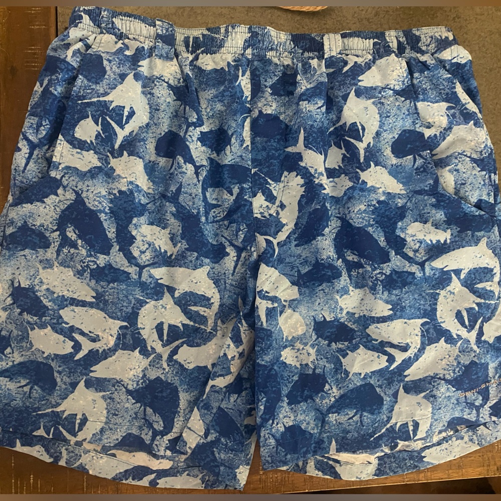 Blue and White Patterned Shorts